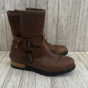 SOREL MAJOR MOTO Biker Tabacco Brown Leather Suede NL2433-242 BOHO Boots